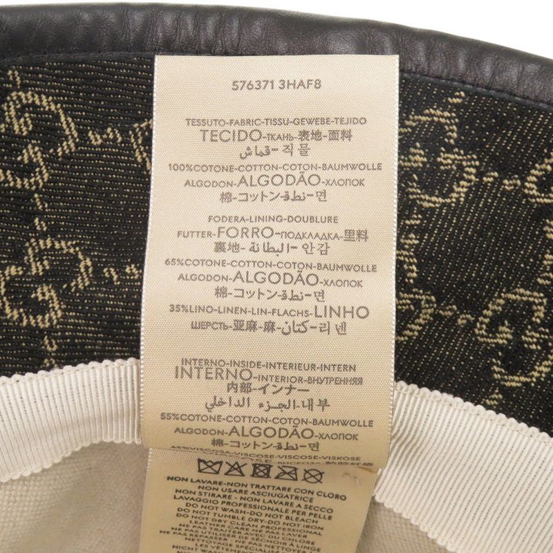 Gucci Bucket Hat 576371 Size M Cotton Black Hat 1065 Gucci