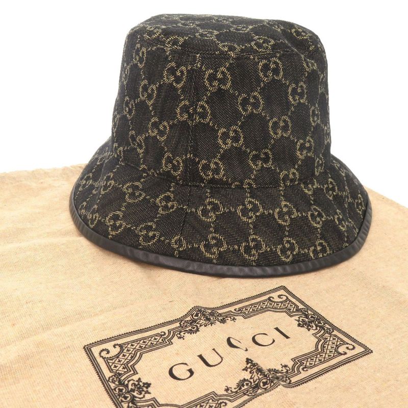 Gucci Bucket Hat 576371 Size M Cotton Black Hat 1065 Gucci