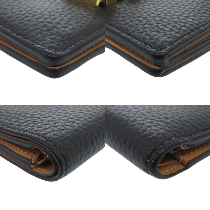 Louis Vuitton Capucines Compact Vertical M81561 Taurillon Leather Black Bifold