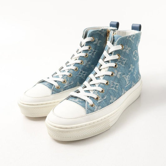 Louis Vuitton Stellar Line Sneakers Size 36.5 High Cut Denim Monogram Made in