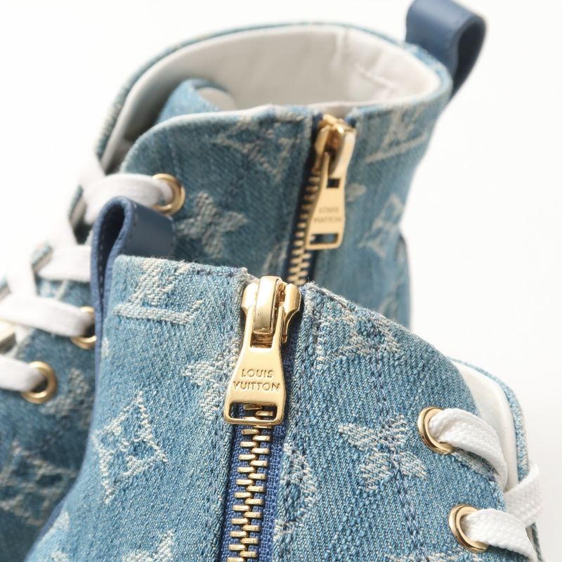 Louis Vuitton Stellar Line Sneakers Size 36.5 High Cut Denim Monogram Made in