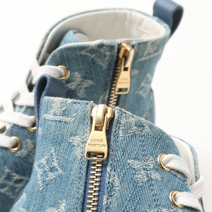 Louis Vuitton Stellar Line Sneakers Size 36.5 High Cut Denim Monogram Made in