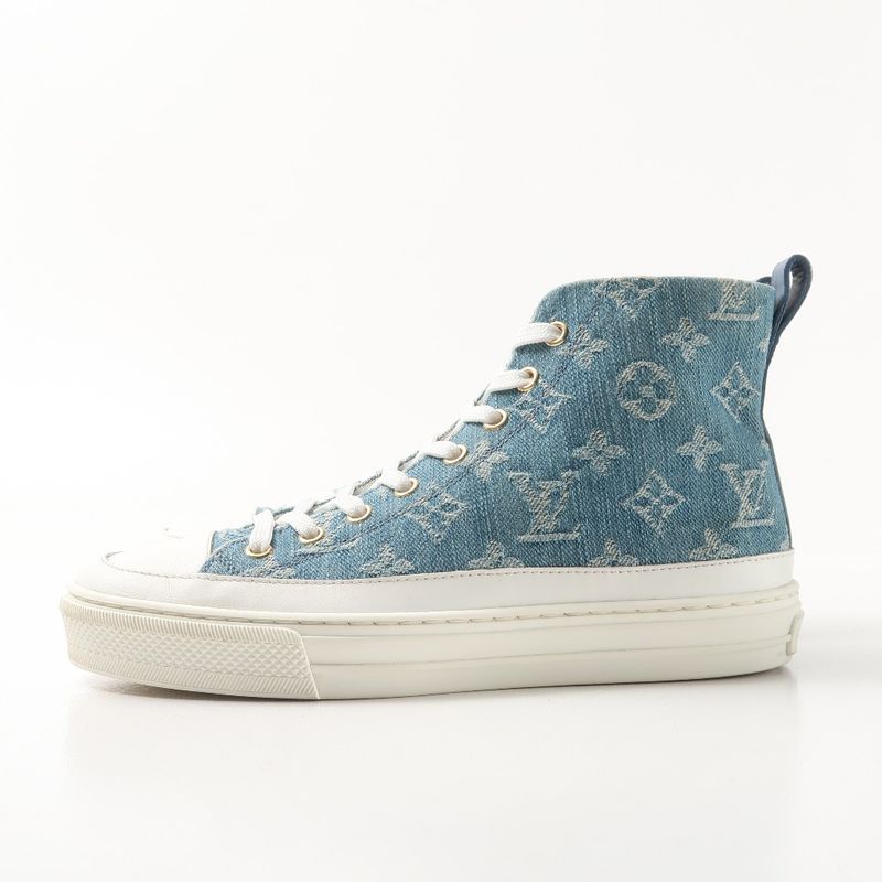 Louis Vuitton Stellar Line Sneakers Size 36.5 High Cut Denim Monogram Made in