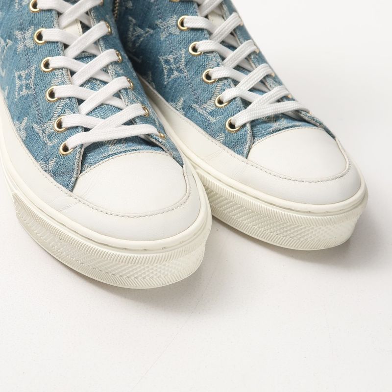 Louis Vuitton Stellar Line Sneakers Size 36.5 High Cut Denim Monogram Made in