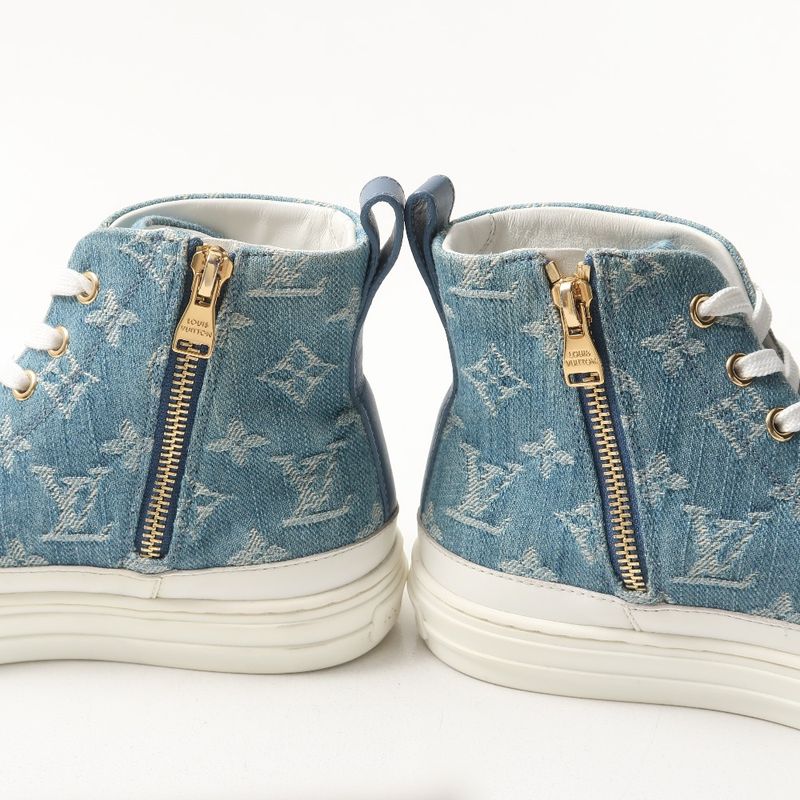 Louis Vuitton Stellar Line Sneakers Size 36.5 High Cut Denim Monogram Made in