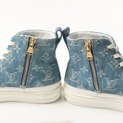 Louis Vuitton Stellar Line Sneakers Size 36.5 High Cut Denim Monogram Made in