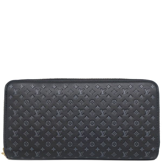 Louis Vuitton Long Wallet Nanogram Zippy Wallet Calf Noir Black Gold Hardware