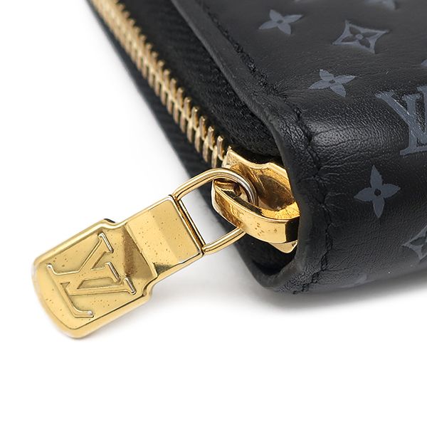 Louis Vuitton Long Wallet Nanogram Zippy Wallet Calf Noir Black Gold Hardware