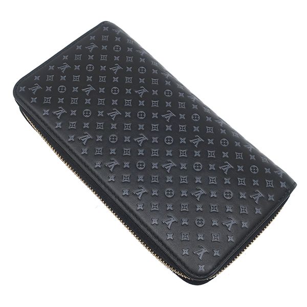 Louis Vuitton Long Wallet Nanogram Zippy Wallet Calf Noir Black Gold Hardware