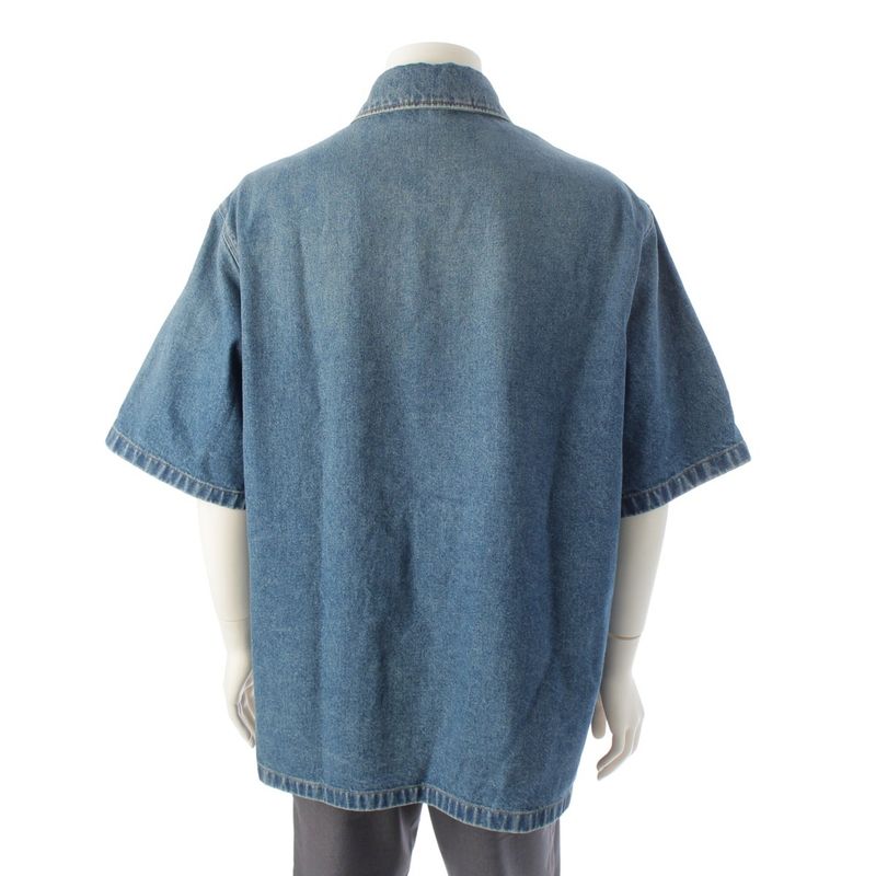 Gucci 24 Logo Washed Denim Jacket Shirt G Jean 785759 Blue 46