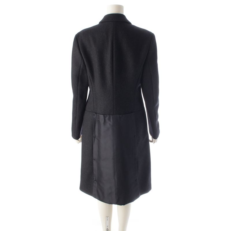 Prada Wool Silk Vintage Nylon Cut Replacement Magnet Button Stencil Collar Coat