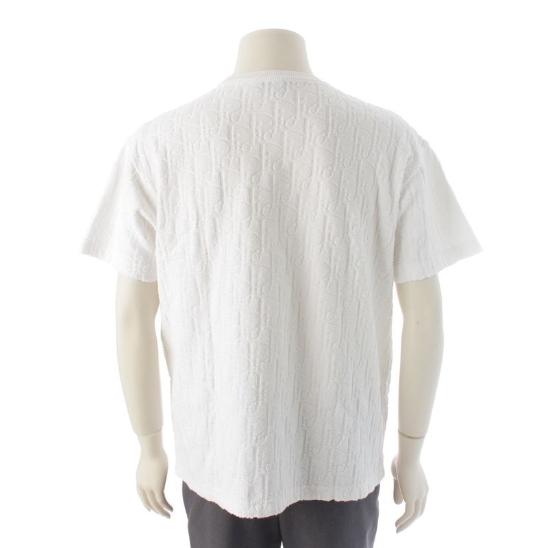 Dior Cotton Oblique Pile Trotter Short Sleeve Tee Top 113j692a0614 White S