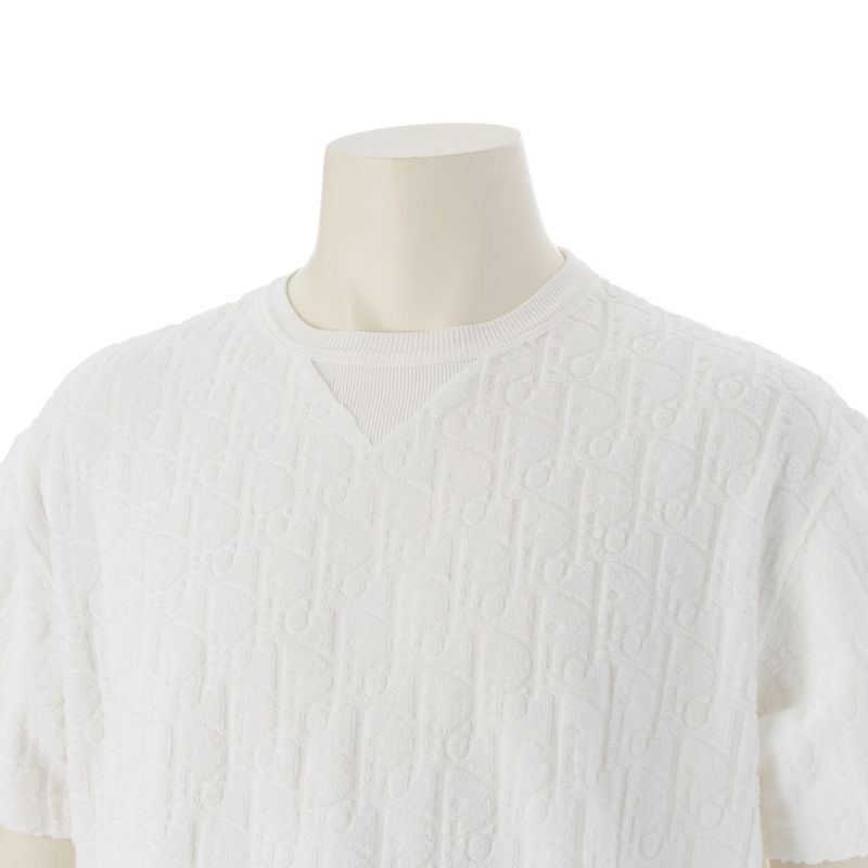 Dior Cotton Oblique Pile Trotter Short Sleeve Tee Top 113j692a0614 White S