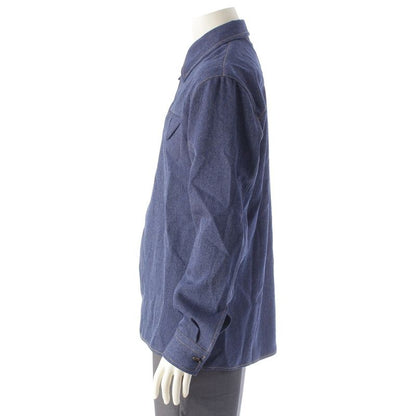 Bottega Veneta '24 Wool Twill Denim Winged Long Sleeve Shirt Top 703578 Indigo