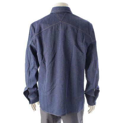 Bottega Veneta '24 Wool Twill Denim Winged Long Sleeve Shirt Top 703578 Indigo