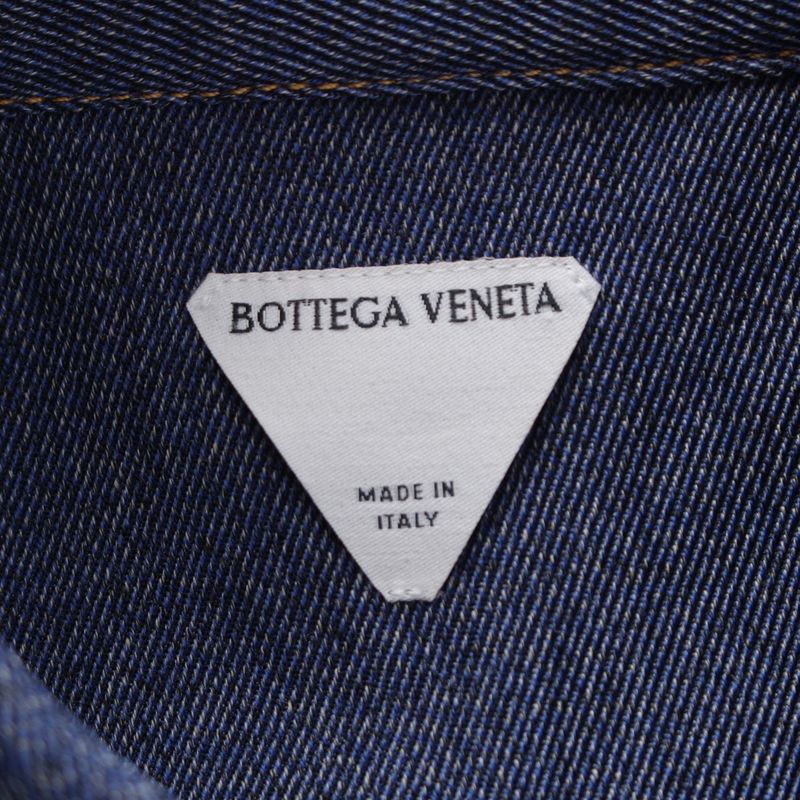 Bottega Veneta '24 Wool Twill Denim Winged Long Sleeve Shirt Top 703578 Indigo