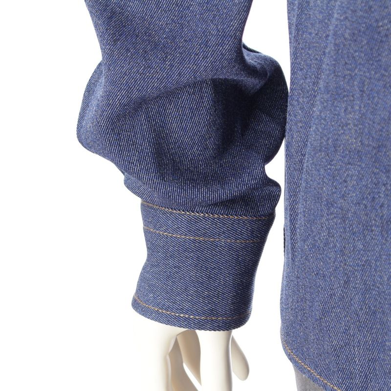 Bottega Veneta '24 Wool Twill Denim Winged Long Sleeve Shirt Top 703578 Indigo