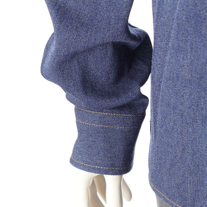 Bottega Veneta '24 Wool Twill Denim Winged Long Sleeve Shirt Top 703578 Indigo