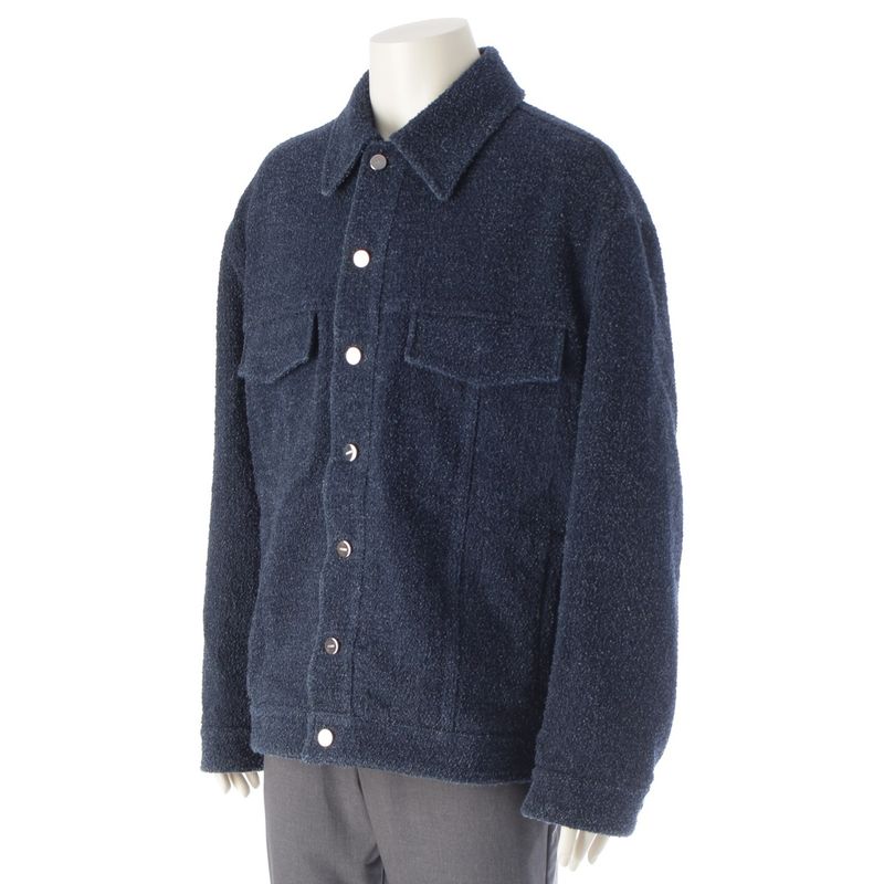 Fendi 24 Cotton Logo Button Jacket Blouson Outerwear 12cpz-24-444 Indigo Navy 46