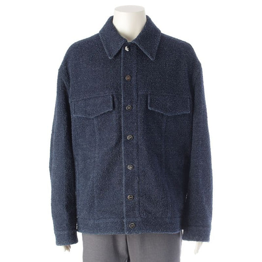 Fendi 24 Cotton Logo Button Jacket Blouson Outerwear 12cpz-24-444 Indigo Navy 46