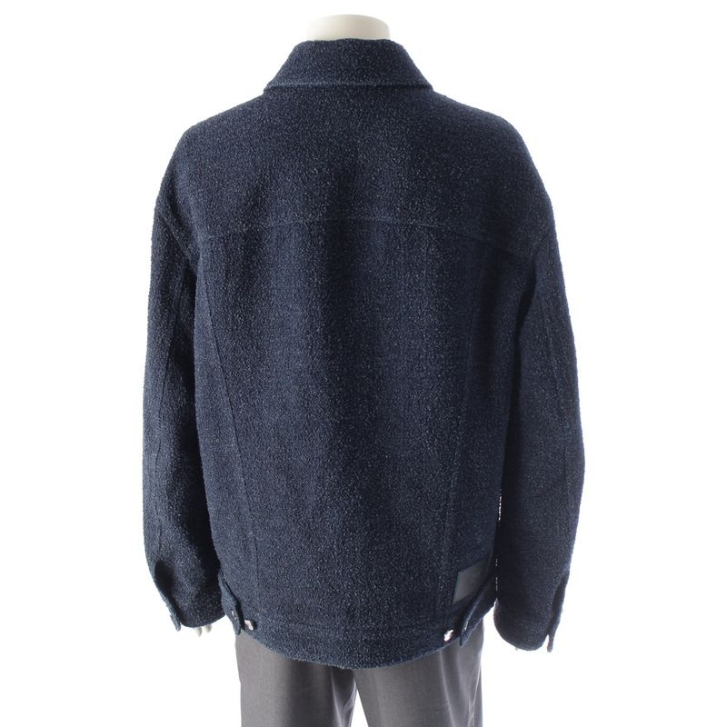 Fendi 24 Cotton Logo Button Jacket Blouson Outerwear 12cpz-24-444 Indigo Navy 46