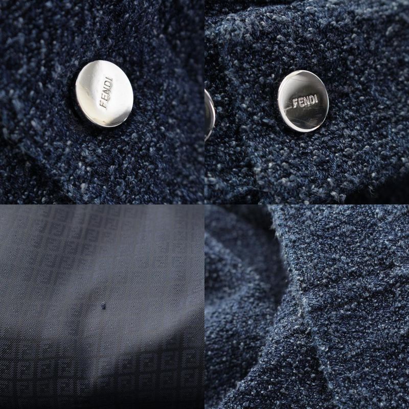 Fendi 24 Cotton Logo Button Jacket Blouson Outerwear 12cpz-24-444 Indigo Navy 46