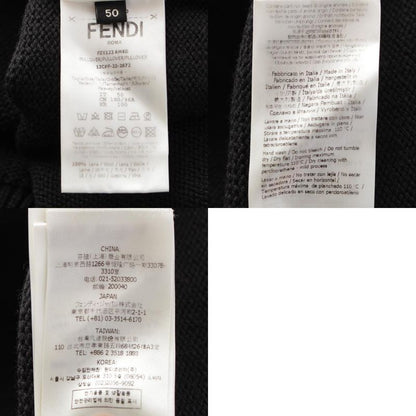 Fendi 22 Wool Ff Logo Boa Knit Sweater Top 12cpf-22-2672 Black 50