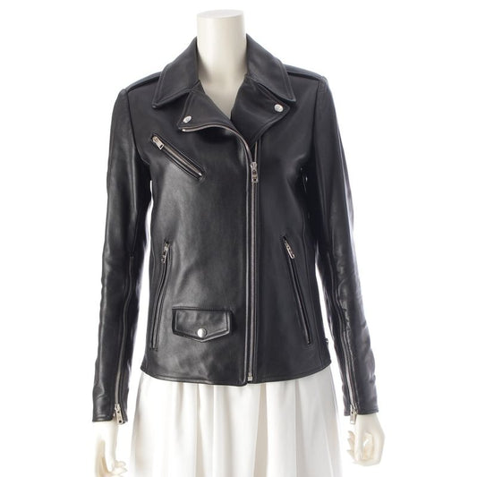 Prada Nappa Leather Triangle Patch Riders Jacket Outerwear Black 38