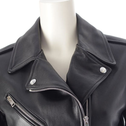 Prada Nappa Leather Triangle Patch Riders Jacket Outerwear Black 38