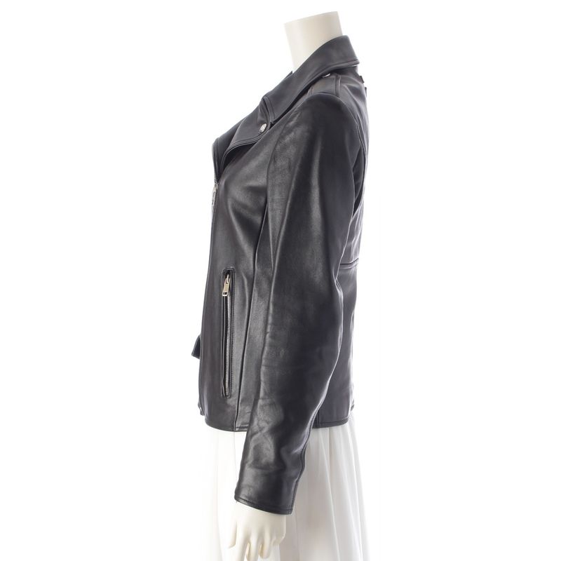 Prada Nappa Leather Triangle Patch Riders Jacket Outerwear Black 38