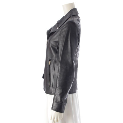 Prada Nappa Leather Triangle Patch Riders Jacket Outerwear Black 38