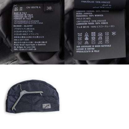 Prada Nappa Leather Triangle Patch Riders Jacket Outerwear Black 38