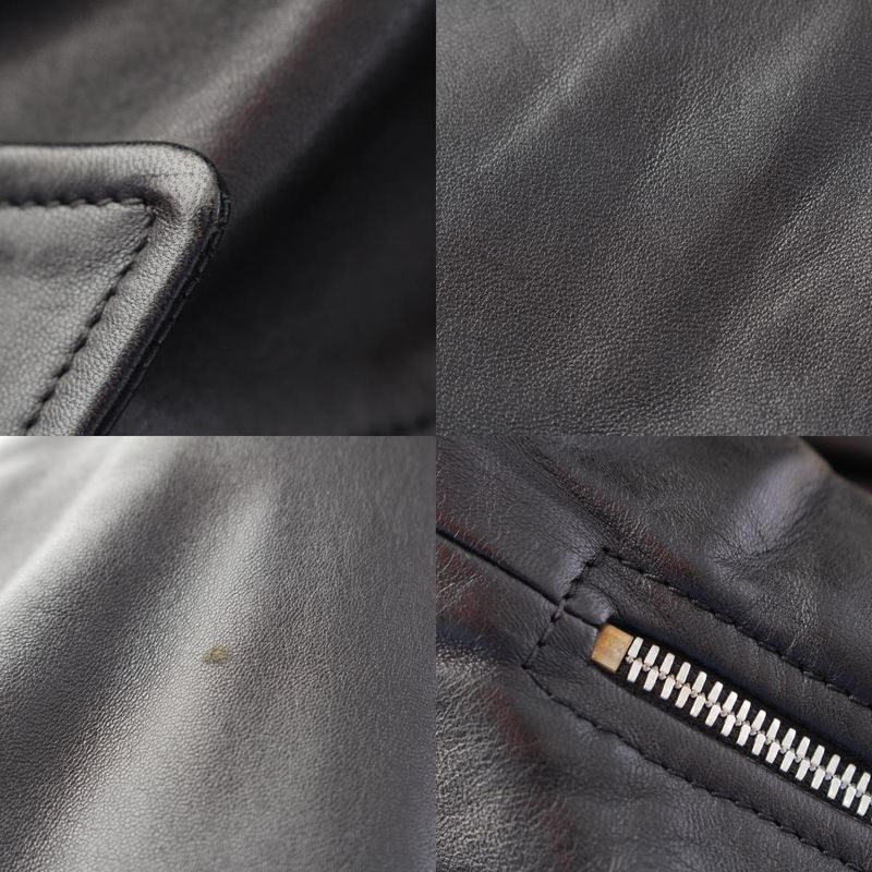 Prada Nappa Leather Triangle Patch Riders Jacket Outerwear Black 38