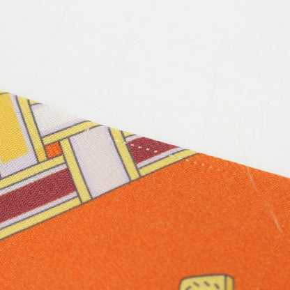 Hermes Twilly Brides Et Gris Horse Ligament and Charm Silk Stripe Scarf Orange
