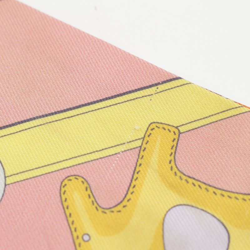 Hermes Twilly Brides Et Gris Horse Ligament and Charm Silk Stripe Scarf Orange