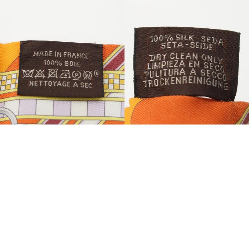 Hermes Twilly Brides Et Gris Horse Ligament and Charm Silk Stripe Scarf Orange
