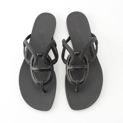 Hermes Rubber Egerie Chaine D'ancre Sandals Black
