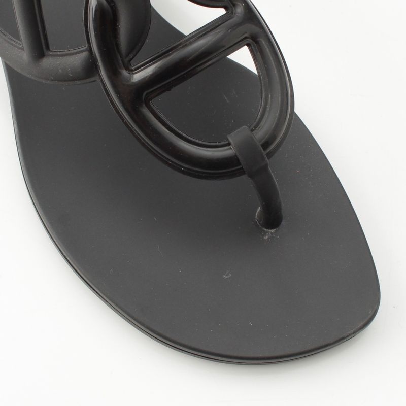Hermes Rubber Egerie Chaine D'ancre Sandals Black