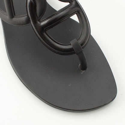 Hermes Rubber Egerie Chaine D'ancre Sandals Black