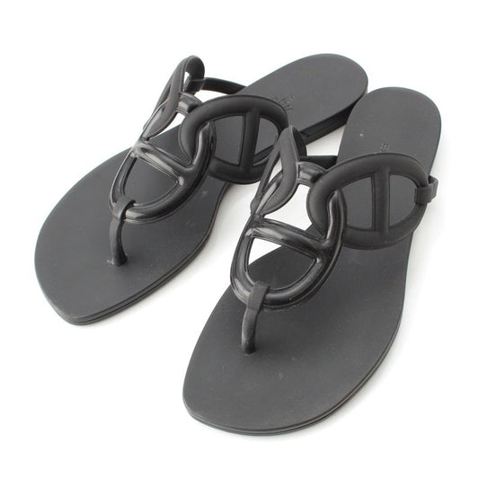 Hermes Rubber Egerie Chaine D'ancre Sandals Black