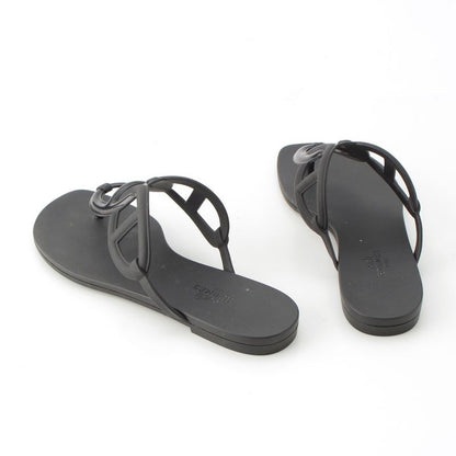Hermes Rubber Egerie Chaine D'ancre Sandals Black