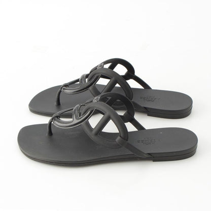 Hermes Rubber Egerie Chaine D'ancre Sandals Black