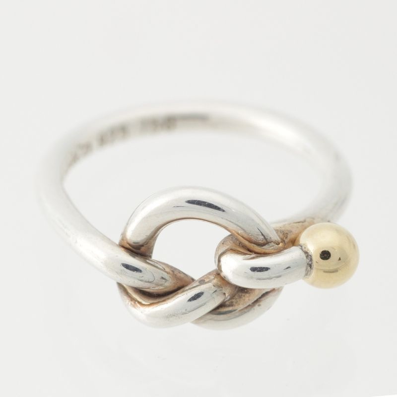 Tiffany & Co Vintage Love Knot Ring Accessories 925 750 Silver and Gold 2.7g