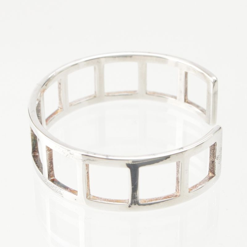 Gucci Vintage Square Open Bangle Bracelet Accessories 925 202493 Silver 28.2g