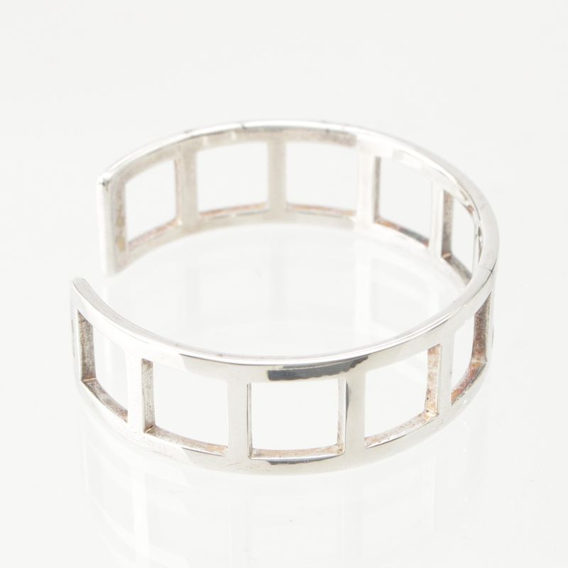 Gucci Vintage Square Open Bangle Bracelet Accessories 925 202493 Silver 28.2g