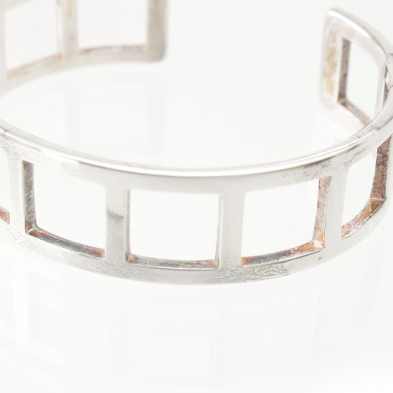 Gucci Vintage Square Open Bangle Bracelet Accessories 925 202493 Silver 28.2g