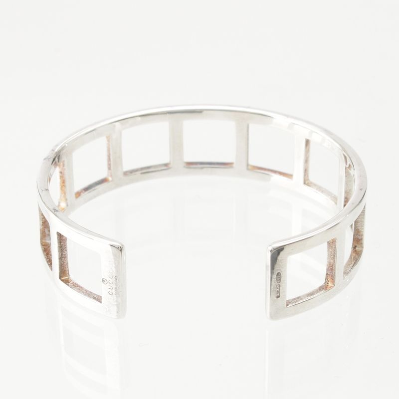 Gucci Vintage Square Open Bangle Bracelet Accessories 925 202493 Silver 28.2g