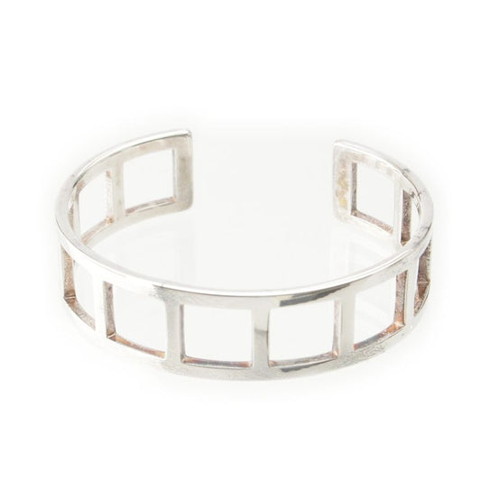 Gucci Vintage Square Open Bangle Bracelet Accessories 925 202493 Silver 28.2g