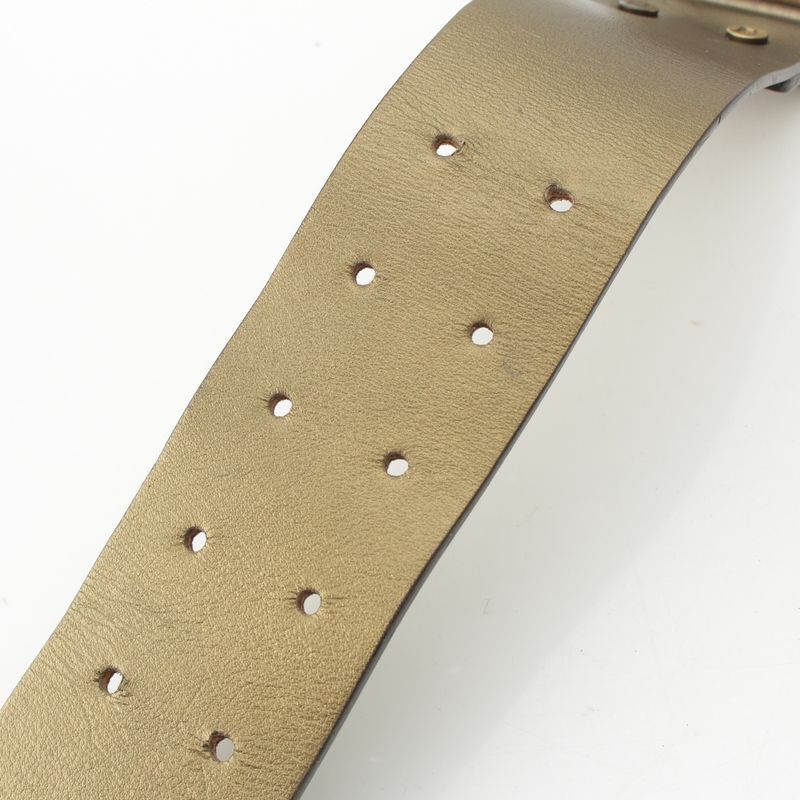 Celine 2001 Leather Metal Roller Runway Double Pin Triomphe Belt Gold 32 80