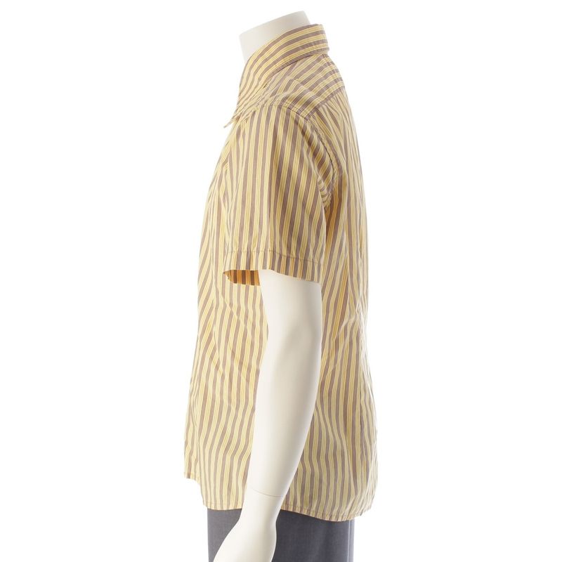 Prada Sport 90s-00s Cotton Archival Stripe Short Sleeve Shirt Top Yellow L